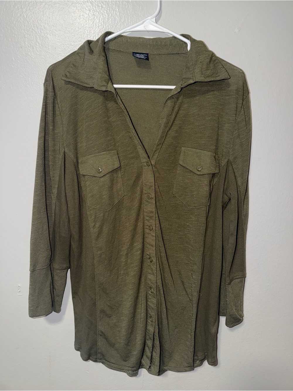 Faded Glory Olive Green Button-Front Shirt